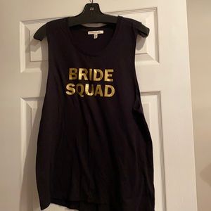 Express bride squad tank size large black and gold
